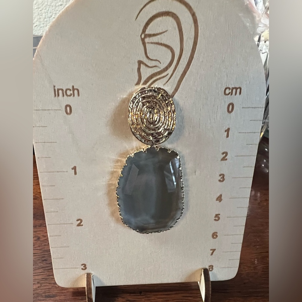 Anthropologie Elegant Gold and light blue Dangle earrings